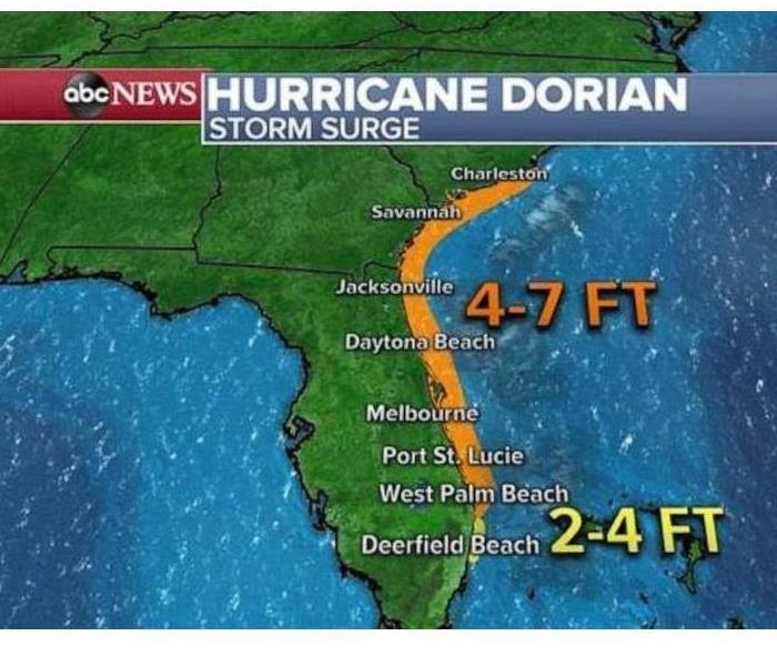 Map of Hurricane Dorian's expected flood levels in Florida
