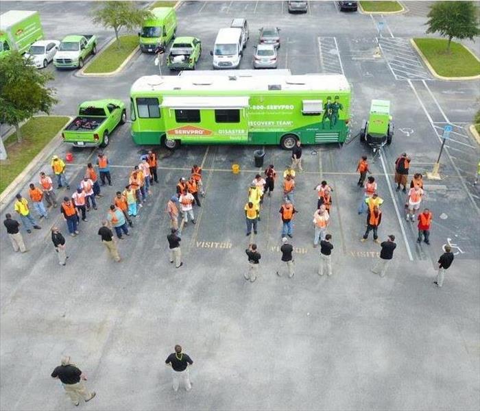 SERVPRO disaster recovery team line up of crew